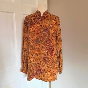 Liz Claiborne vintage silk paisley brown shirt 4P
